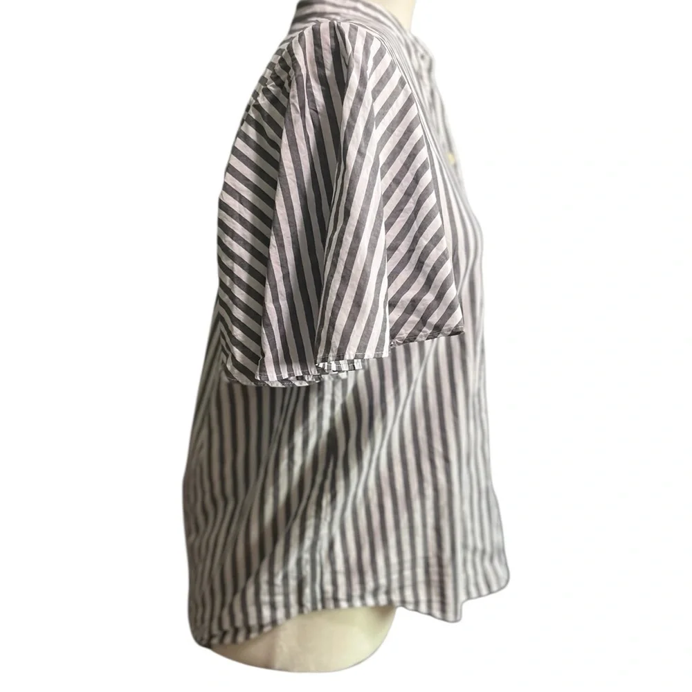 Kate Spade Broome Street striped comfort career, preppy, flutter sleeves shirt